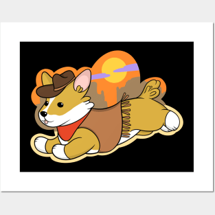 Cowboy Corgi Posters and Art